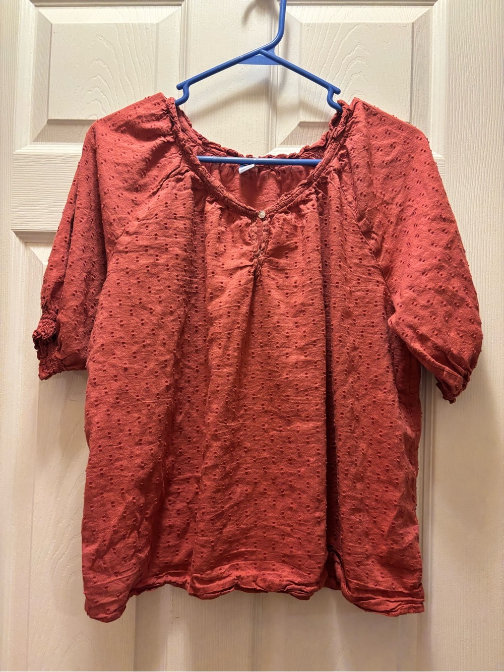 Old Navy Rust Red Swiss Dot Peasant Blouse
